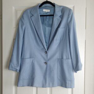 Escada Light Blue 100% Cashmere Two Button Suit Jacket Blazer